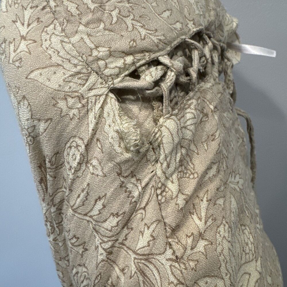Jen's Pirate Midi Dress Booty Lace Up Boho Prairie Floral Beige Hippie Women S - Picture 8 of 12